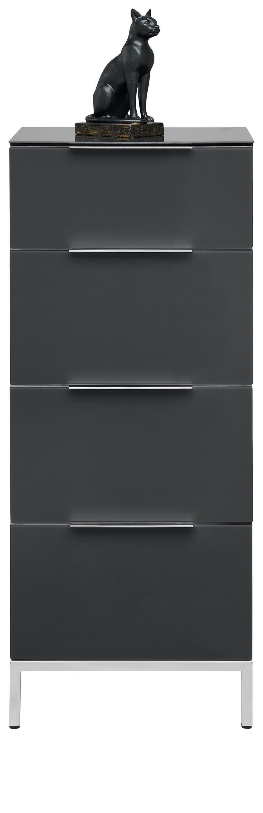 KOMÓD 45/101/42 cm  - alumíniumszínű/antracit, Design, faalapú anyag/Üveg (45/101/42cm) - Voleo