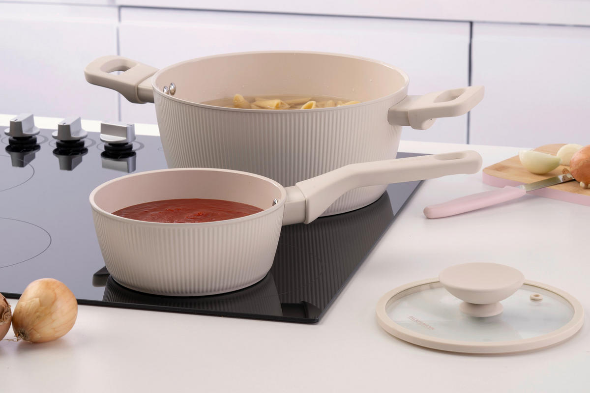 STIELKASSEROLLE Pamela Reif Serie SHELL  - Beigebraun, Basics, Glas/Metall (1,2l) - Fackelmann