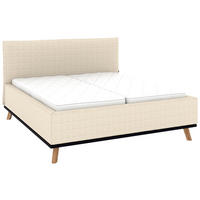 POLSTERBETT 160/200 cm,  in Creme, Matratze, Lattenrost, Bettkasten, H3 + H3 = fest  - Eichefarben/Creme, Design, Holz/Textil (160/200cm) - Musterring