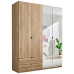 DREHTÜRENSCHRANK 180/225,5/57 cm 4-türig Eichefarben  - Eichefarben/Schwarz, KONVENTIONELL, Glas/Holzwerkstoff (180/225,5/57cm) - Xora