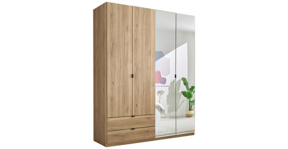 DREHTÜRENSCHRANK 180/225,5/57 cm 4-türig Eichefarben - Eichefarben/Schwarz, KONVENTIONELL, Glas/Holzwerkstoff (180/225,5/57cm) - Xora