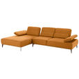 ECKSOFA in Mikrofaser Hellbraun  176/298 cm  - Hellbraun/Beige, Design, Textil/Metall (176/298cm) - Valnatura