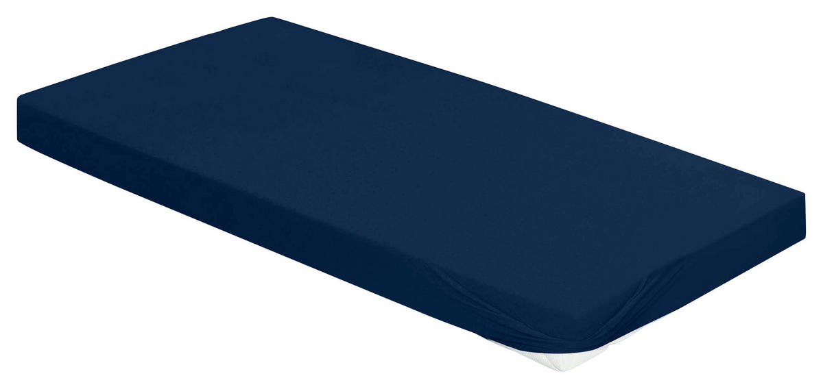SPANNBETTTUCH Jersey Spannbettlaken marine Jersey  - Dunkelblau, KONVENTIONELL, Textil (100/200cm) - Bierbaum