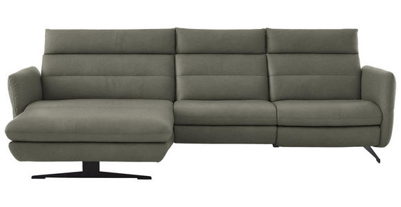 ECKSOFA in Echtleder Grau 169/298 cm - Schwarz/Grau, Design, Leder/Metall (169/298cm) - Dieter Knoll