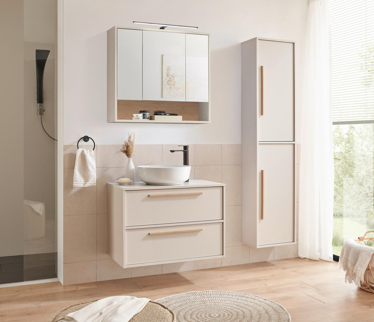 TÜKRÖS SZEKRÉNY 80/72/21 cm  - kasmírszínű, Design, faalapú anyag/üveg (80/72/21cm) - home24