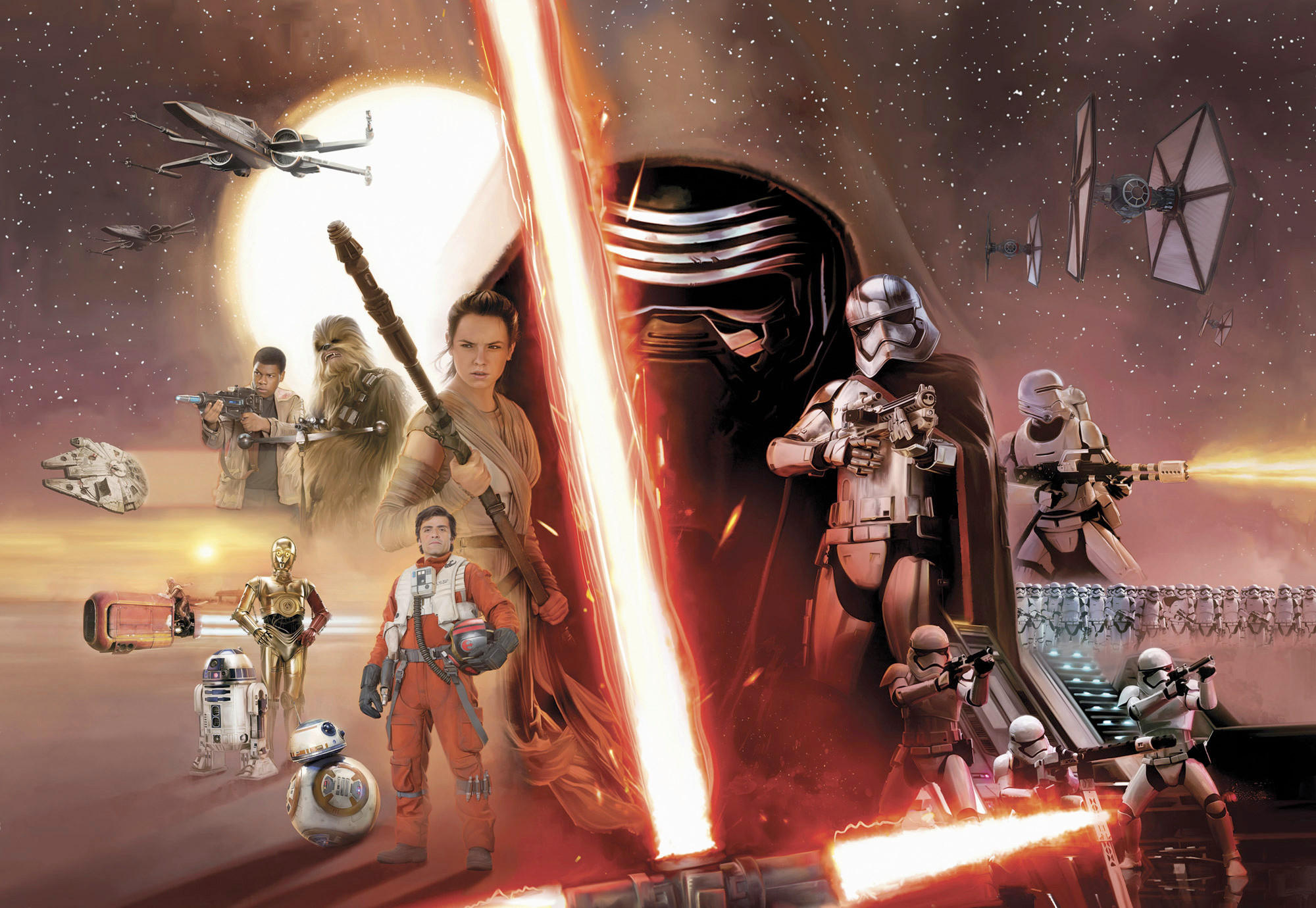 Star Wars Fototapete Star Wars Grau, Rot 368x254 cm