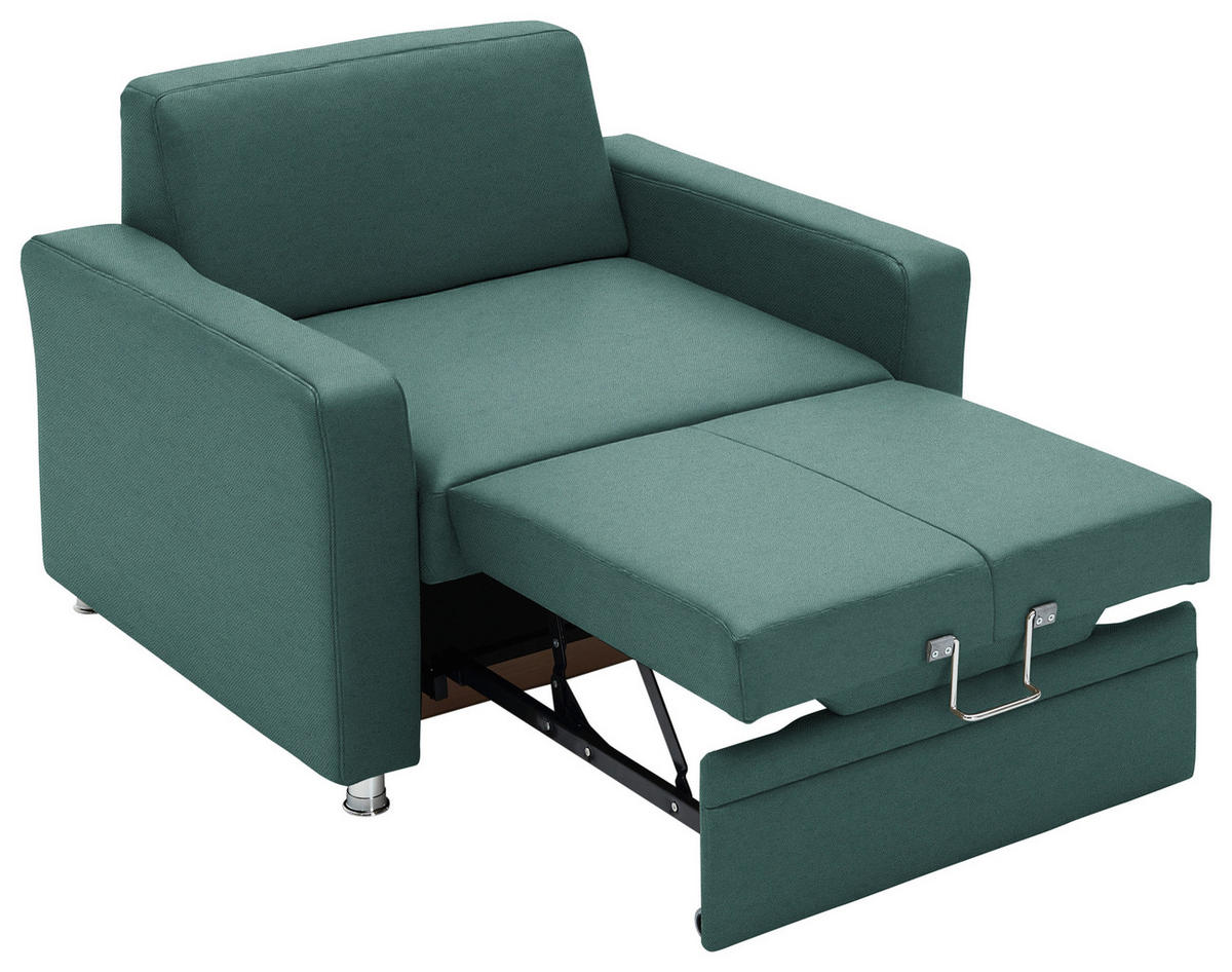 SCHLAFSESSEL  in Chenille Opal  - Opal/Alufarben, KONVENTIONELL, Textil/Metall (106/90/100cm) - Beldomo Style