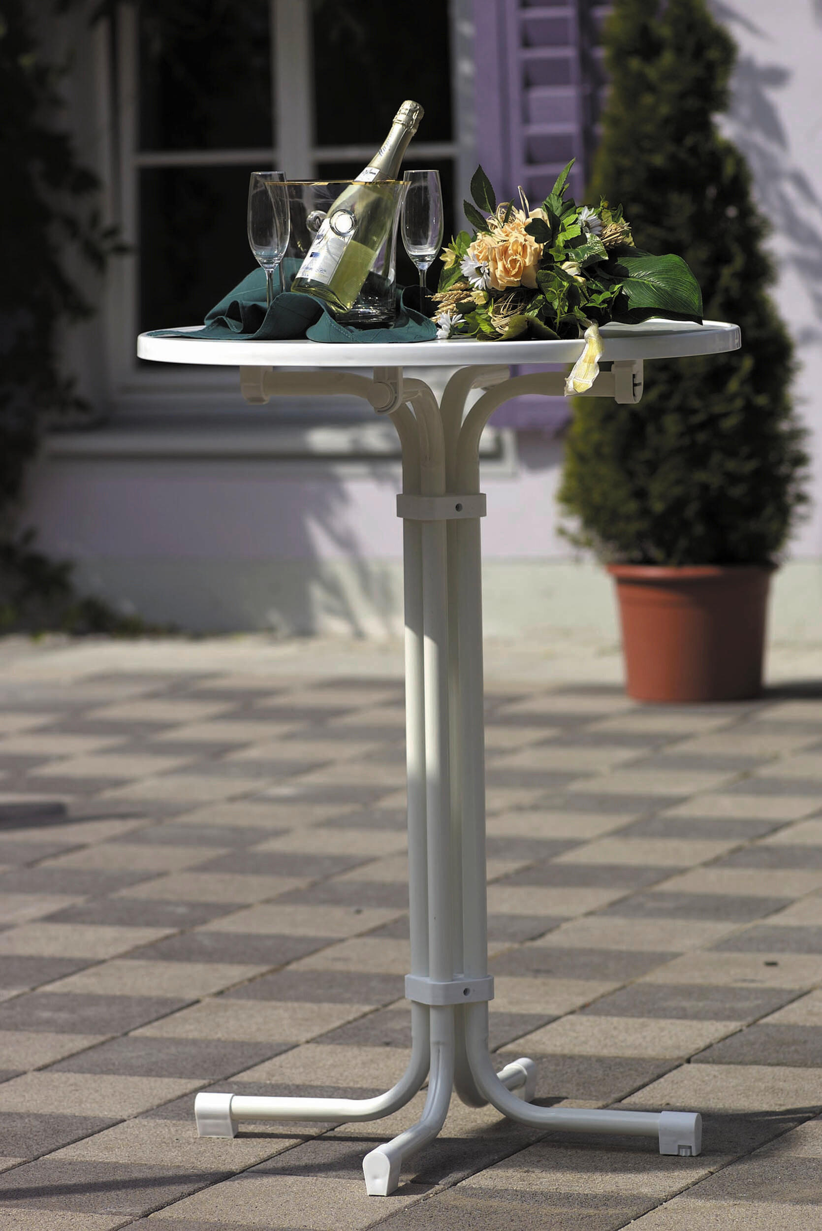 GARTENKLAPPTISCH Metall Weiß  - Weiß, Basics, Metall (80/80/110cm)