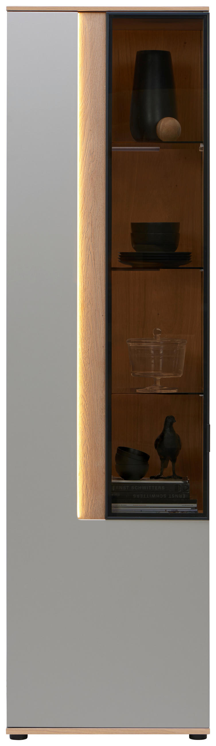 Dieter Knoll VITRÍNA, svetlosivá, 60,6/213,1/42 cm