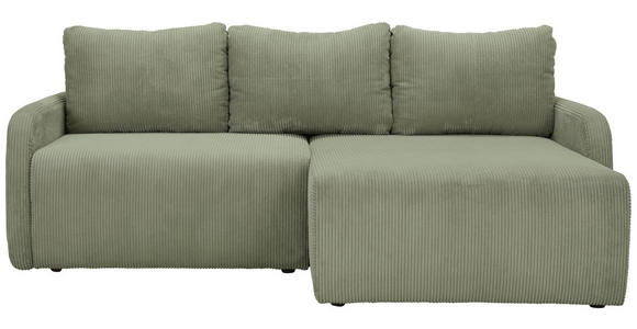 ECKSOFA Olivgrün Cord - Schwarz/Olivgrün, KONVENTIONELL, Kunststoff/Textil (217/146cm) - Carryhome