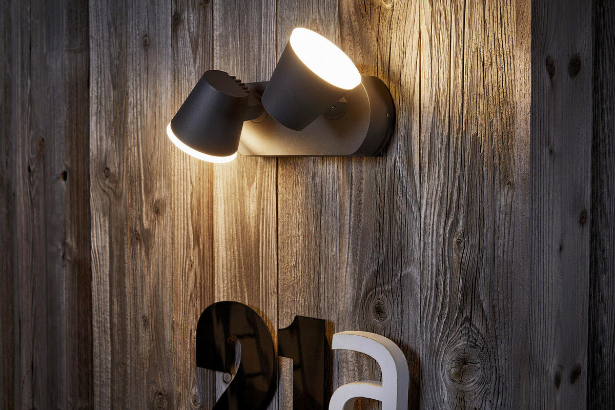 LED-AUßENLEUCHTE 16,2/12,5/12,8 cm   - Dunkelgrau, Basics, Kunststoff/Metall (16,2/12,5/12,8cm) - Osram