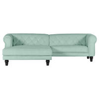 ECKSOFA 160/260 cm  in Plüsch Mintgrün Rücken echt  160/260 cm  - Dunkelbraun/Mintgrün, Design, Holz/Textil (160/260cm) - MID.YOU