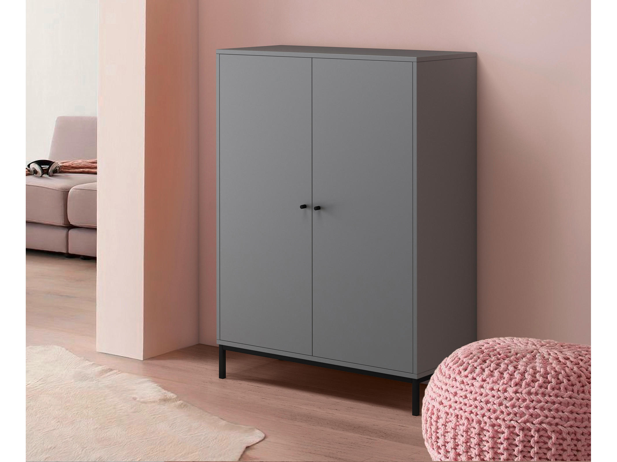 GARDEROBENSCHRANK 80/110/35 cm  - Schwarz/Grau, Design, Holzwerkstoff/Metall (80/110/35cm) - MID.YOU