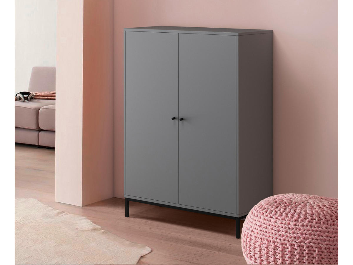 GARDEROBENSCHRANK  in 80/110/35 cm  - Schwarz/Grau, Design, Holzwerkstoff/Metall (80/110/35cm) - MID.YOU
