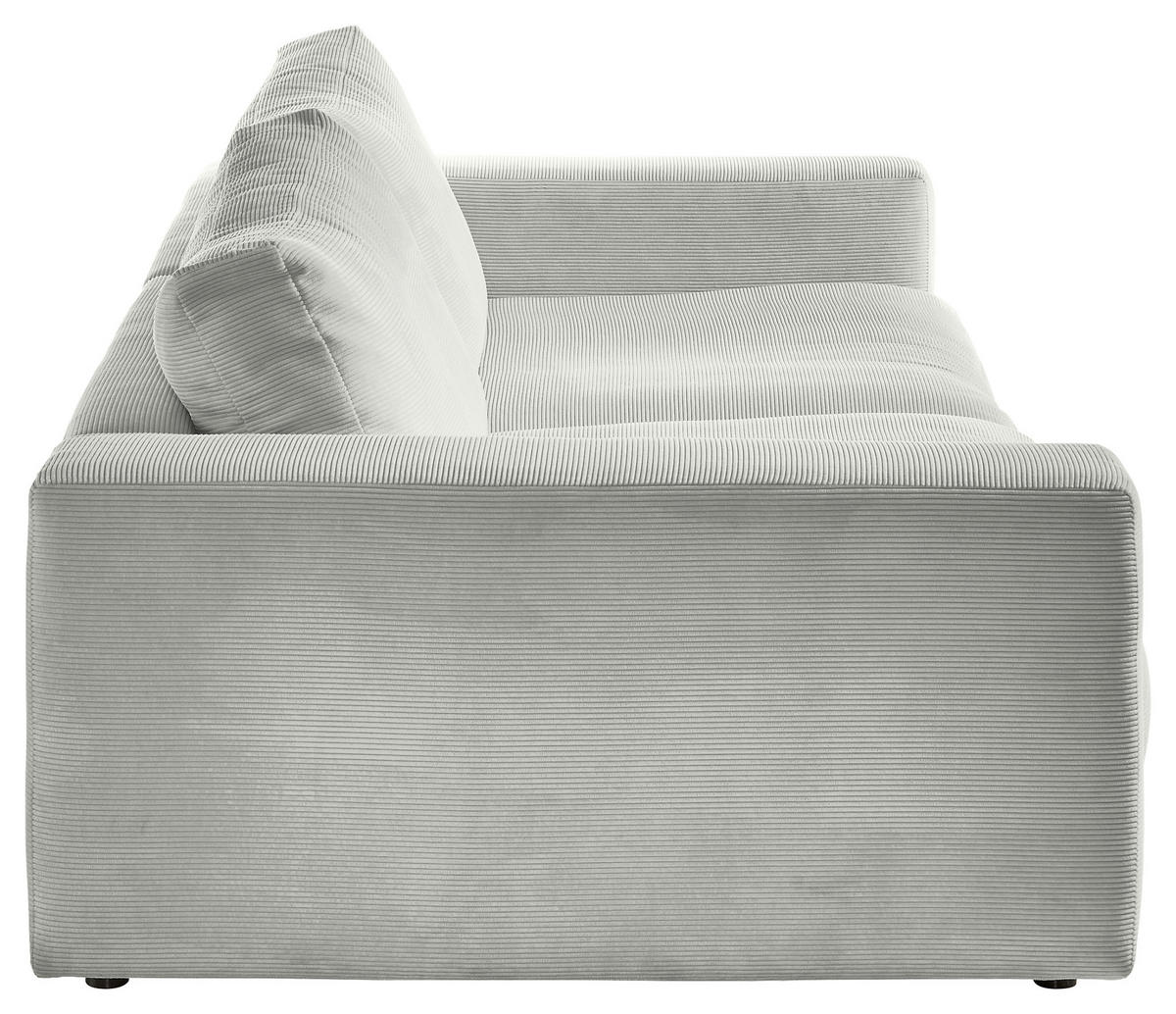 3-SITZER-SOFA in Feincord Hellgrau  - Hellgrau/Schwarz, Design, Kunststoff/Textil (290/86/127cm) - Lomoco