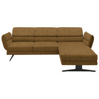 ECKSOFA Goldfarben Flachgewebe Rücken echt, Armteilverstellung, Relaxfunktion, Drehsitzfunktion  - Goldfarben/Schwarz, Design, Textil/Metall (259-307/176-217cm) - Dieter Knoll
