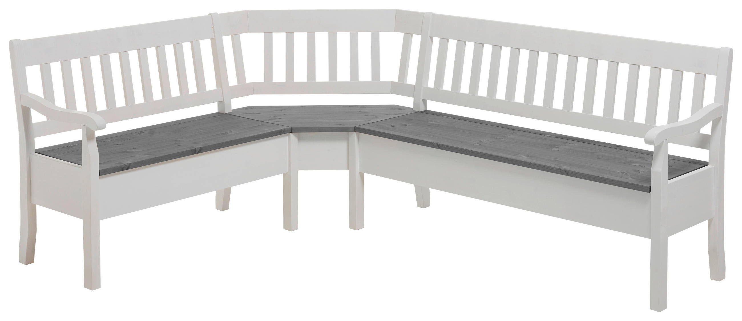 ECKBANK 170/213 cm Grau, Weiß Kiefer massiv   - Weiß/Grau, ROMANTIK / LANDHAUS, Holz (170/213cm) - Boxxx