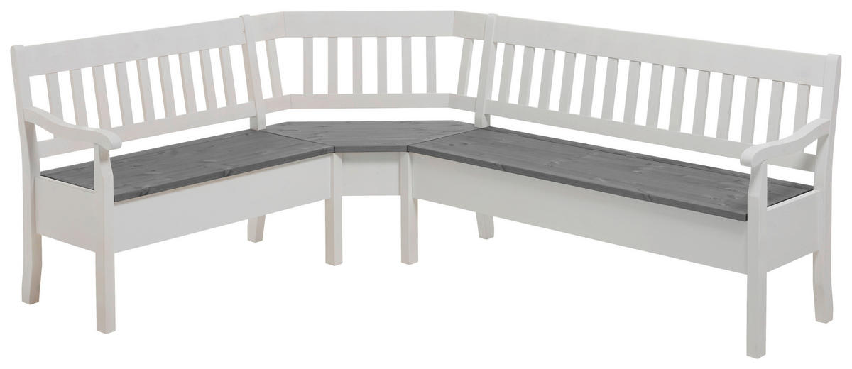 ECKBANK 170/213 cm Grau, Weiß Kiefer massiv   - Weiß/Grau, ROMANTIK / LANDHAUS, Holz (170/213cm) - Boxxx
