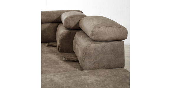 WOHNLANDSCHAFT in Textil Taupe - Taupe/Wengefarben, MODERN, Holz/Textil (263/229cm) - Hom`in