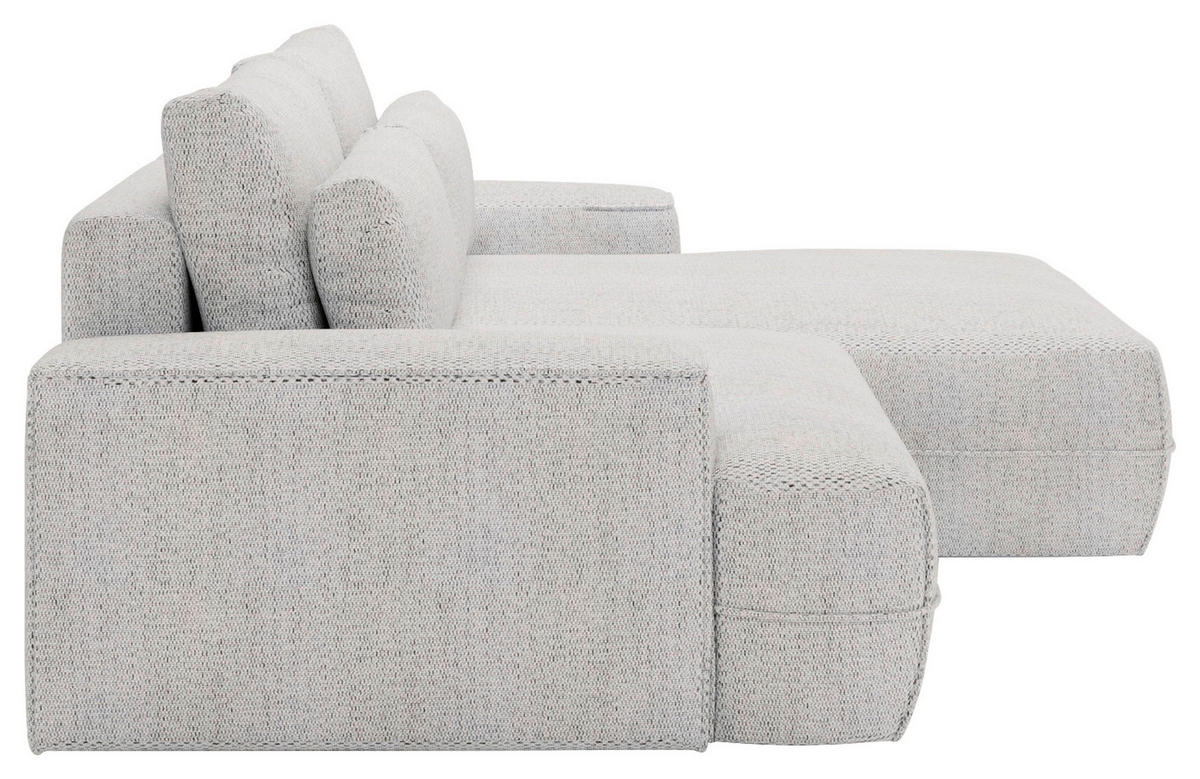 ECKSOFA in Struktur Hellgrau  - Hellgrau/Schwarz, Design, Kunststoff/Textil (272/156cm) - Livetastic