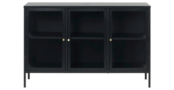 SIDEBOARD Schwarz Befestigungsmaterial, Einlegeboden  - Goldfarben/Schwarz, Trend, Glas/Metall (132/85/40cm) - Xora