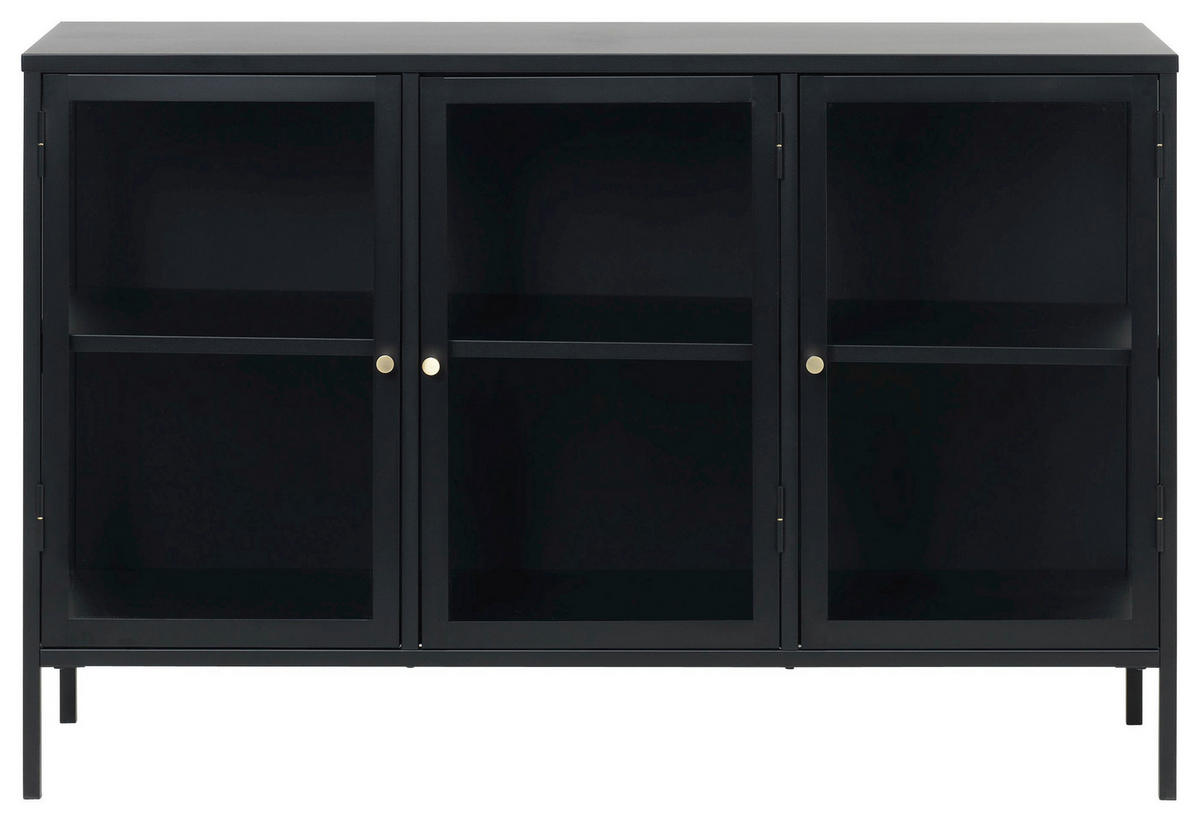 SIDEBOARD Schwarz  132/85/40 cm  - Goldfarben/Schwarz, Trend, Glas/Metall (132/85/40cm) - Xora