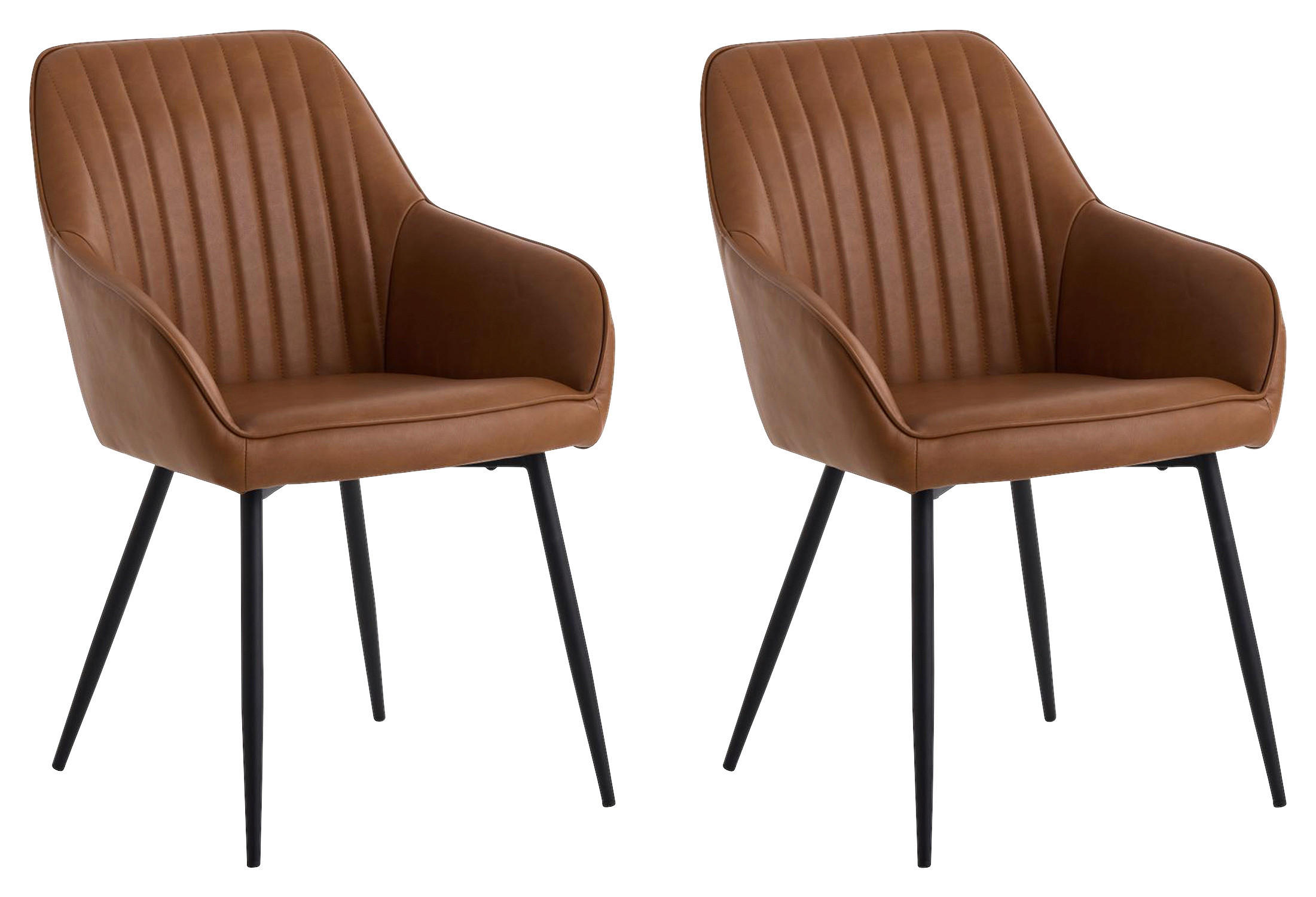 ARMLEHNSTUHL-SET 2 Stück  in Lederlook  - Cognac/Schwarz, MODERN, Textil/Metall (58/84/59,5cm) - Livetastic