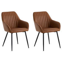 ARMLEHNSTUHL-SET 2 Stück  in Lederlook  - Cognac/Schwarz, MODERN, Textil/Metall (58/84/59,5cm) - Livetastic