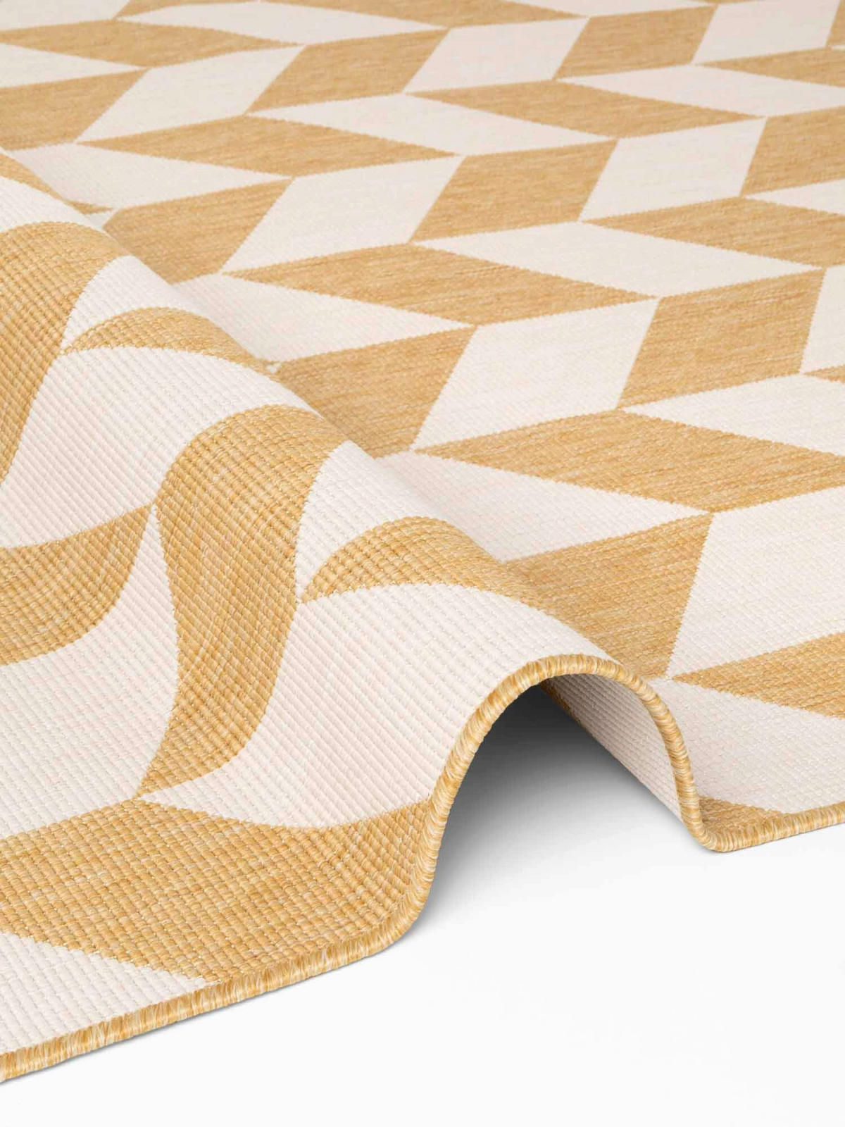 FLACHWEBETEPPICH 80/200 cm Haringey Weiß, Dunkelgelb  - Dunkelgelb/Weiß, Design, Kunststoff (80/200cm)