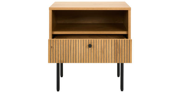 NACHTSCHRANK 50/50/40 cm - Eichefarben/Schwarz, Design, Holzwerkstoff/Metall (50/50/40cm) - Carryhome