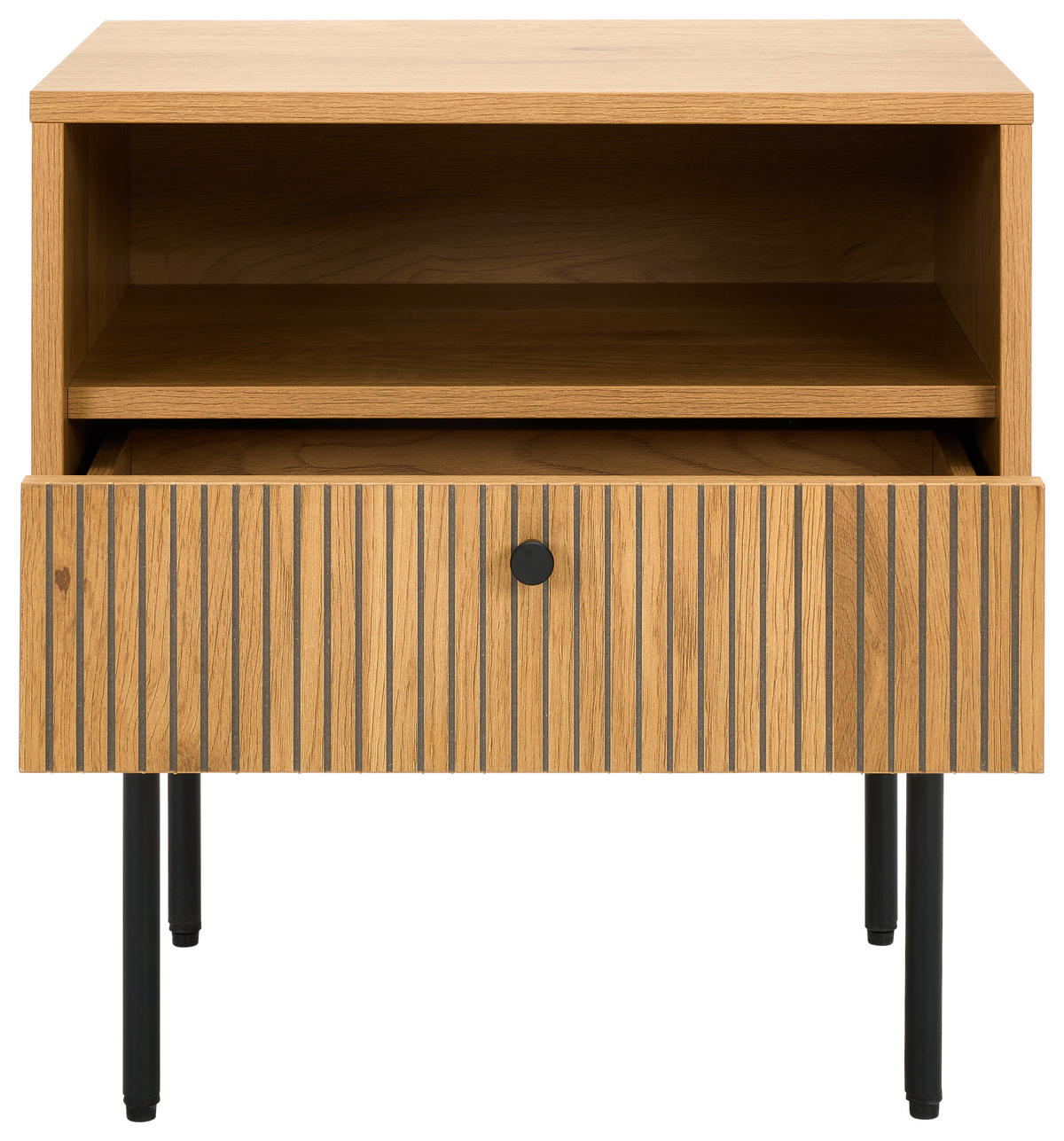 NACHTKÄSTCHEN in Schwarz, Eichefarben  - Eichefarben/Schwarz, Design, Holzwerkstoff/Metall (50/50/40cm) - Carryhome