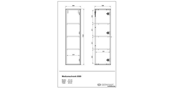 MIDISCHRANK 31/112/32 cm  - Kaschmir, MODERN, Holzwerkstoff/Metall (31/112/32cm) - Xora