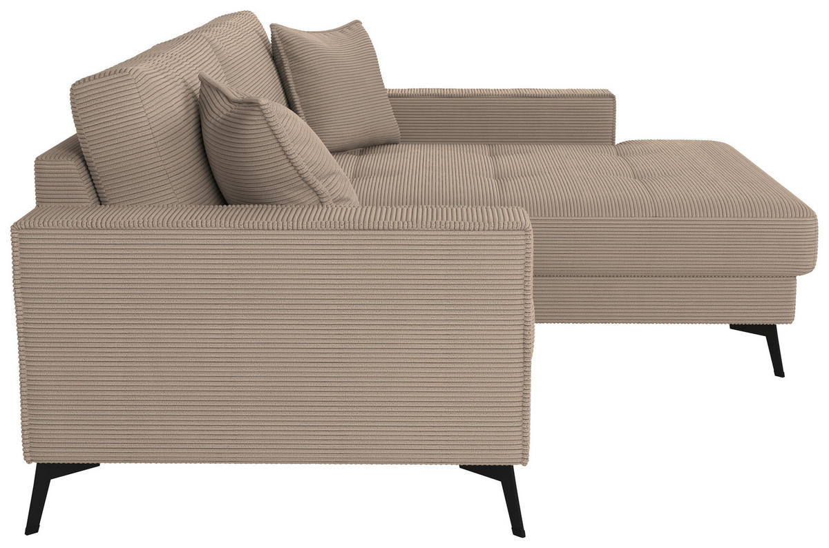 ECKSOFA TED Braun Cord Zierkissen  - Schwarz/Braun, Trend, Textil/Metall (228/174cm) - P & B