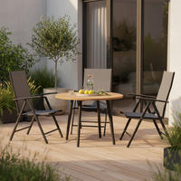 GARTENKLAPPSESSEL-SET in Metall, Textil Grau  - Graphitfarben/Grau, MODERN, Textil/Metall (57/108/65cm) - Gardenson