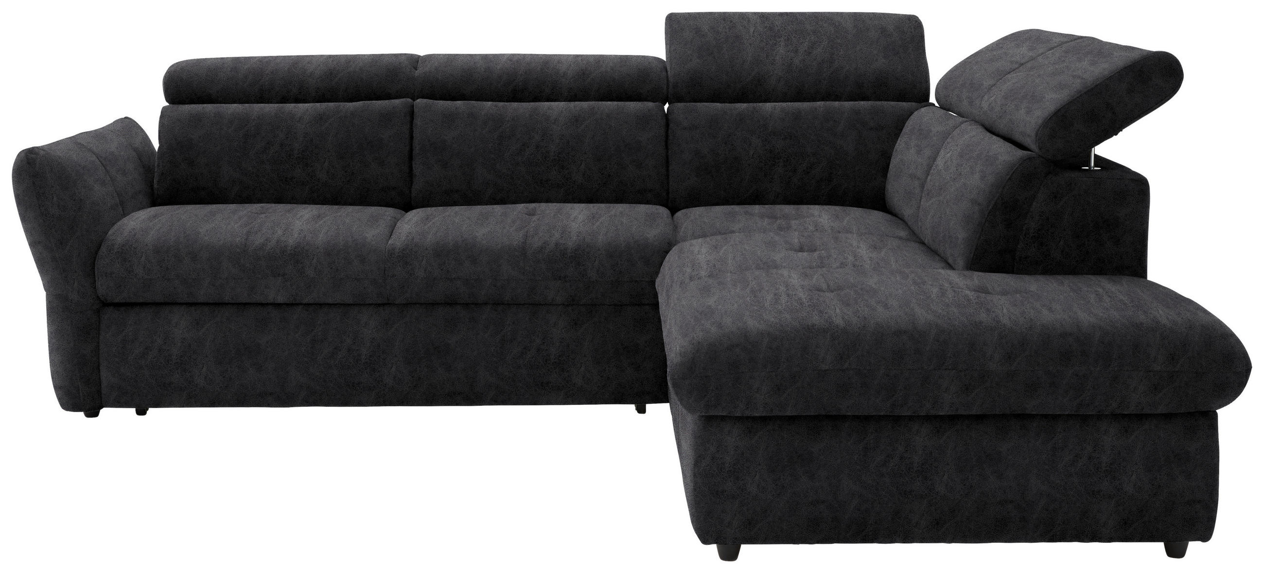 ECKSOFA  in Mikrofaser Dunkelgrau  254/224 cm  - Dunkelgrau/Schwarz, Design, Kunststoff/Textil (254/224cm) - Stylife