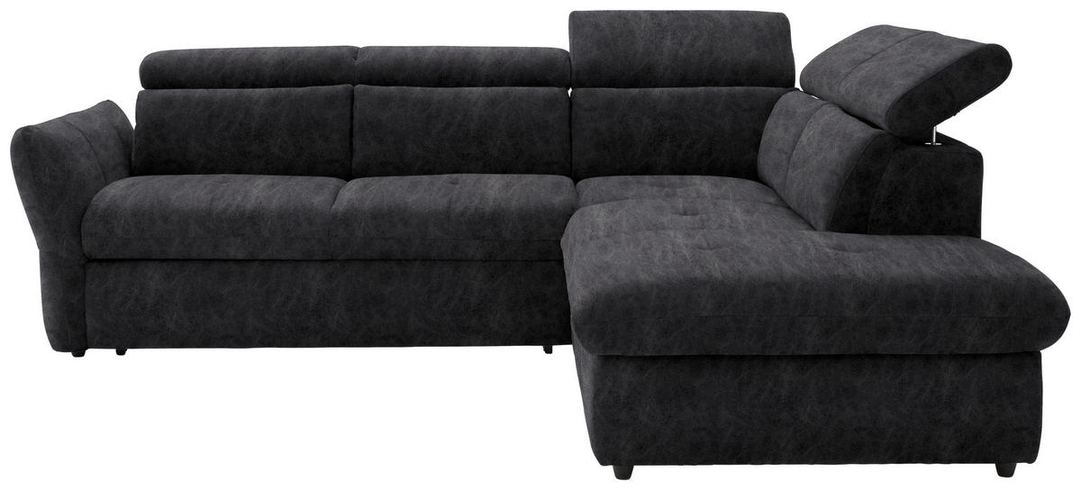 ECKSOFA  in Mikrofaser Dunkelgrau  254/224 cm  - Dunkelgrau/Schwarz, Design, Kunststoff/Textil (254/224cm) - Stylife