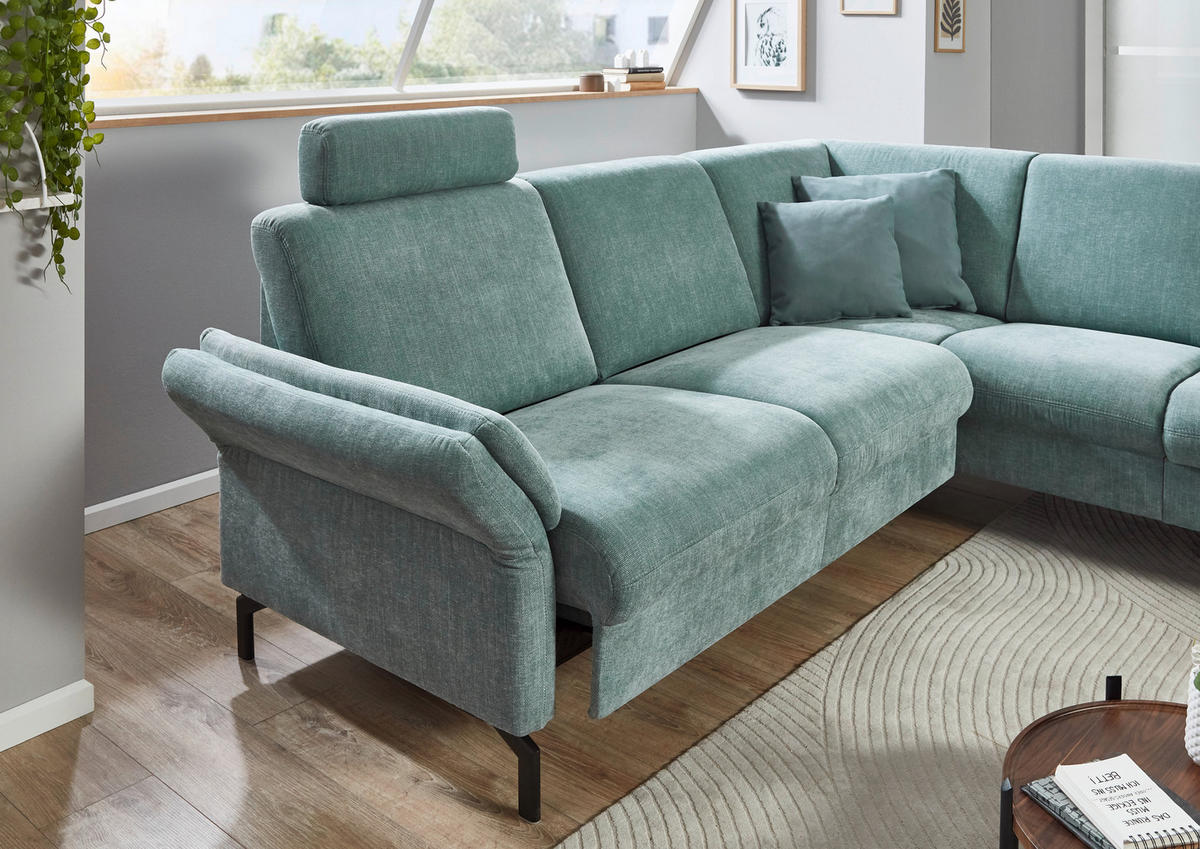 ECKSOFA in Chenille Blau  241/190 cm  - Blau/Schwarz, KONVENTIONELL, Textil/Metall (241/190cm) - Beldomo Comfort