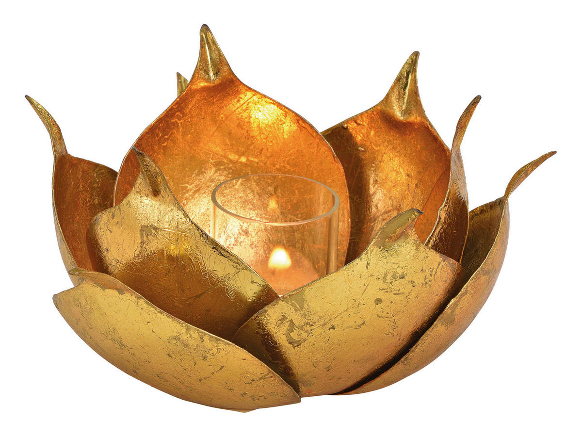 WINDLICHT Goldfarben  - Goldfarben, Basics, Glas/Metall (20/12/20cm)