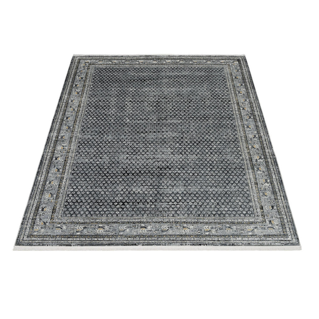 Thumbnail - Dieter Knoll Webteppich Monza, Dunkelgrau, Textil, Abstraktes, rechteckig, 67x130 cm, Oeko-Tex® Standard 100, für Fußbod...