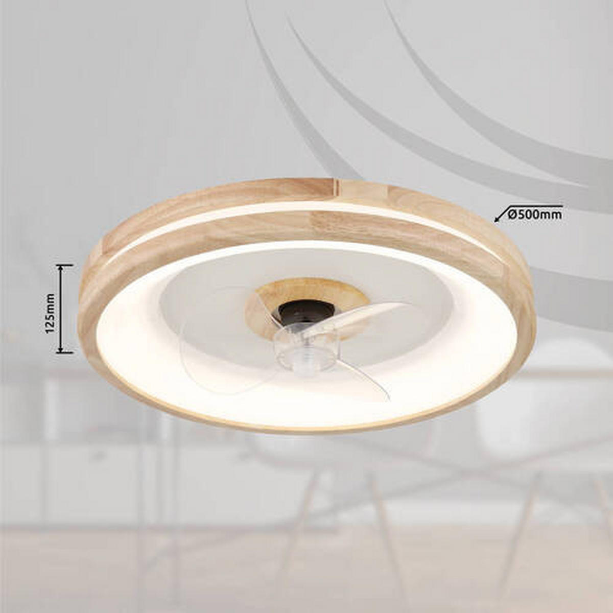 MENNYEZETI VENTILÁTOR - sötétbarna/áttetsző, Natur, műanyag/fém (50/12,5cm) - Globo