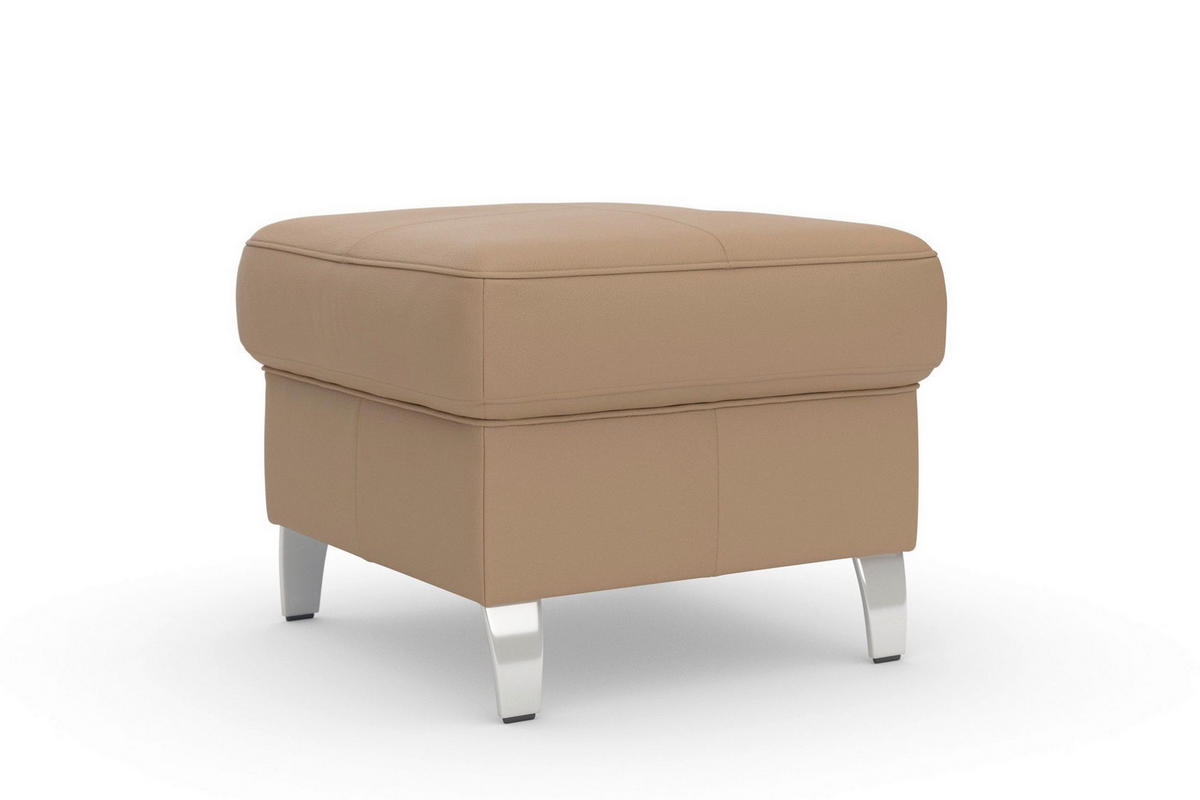 HOCKER ARNGAST E Echtleder Cappuccino  - Chromfarben/Cappuccino, Basics, Leder/Metall (58/48/58cm) - Sit & More