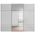 SCHWEBETÜRENSCHRANK 301/223/68 cm 3-türig Grau, Weiß  - Chromfarben/Weiß, KONVENTIONELL, Glas/Holzwerkstoff (301/223/68cm) - Novel