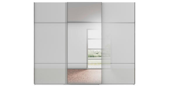 SCHWEBETÜRENSCHRANK 301/223/68 cm 3-türig Grau, Weiß - Chromfarben/Weiß, KONVENTIONELL, Glas/Holzwerkstoff (301/223/68cm) - Novel