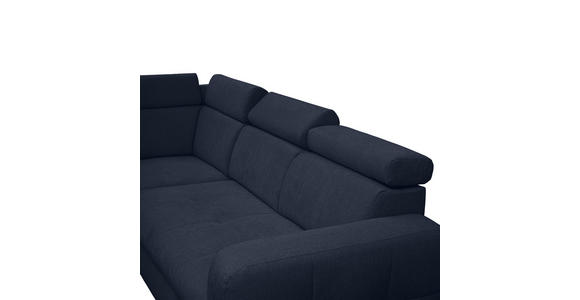 ECKSOFA inkl. Funktionen Dunkelblau Samt - Dunkelblau, Natur, Holz/Textil (206/261cm) - Venda