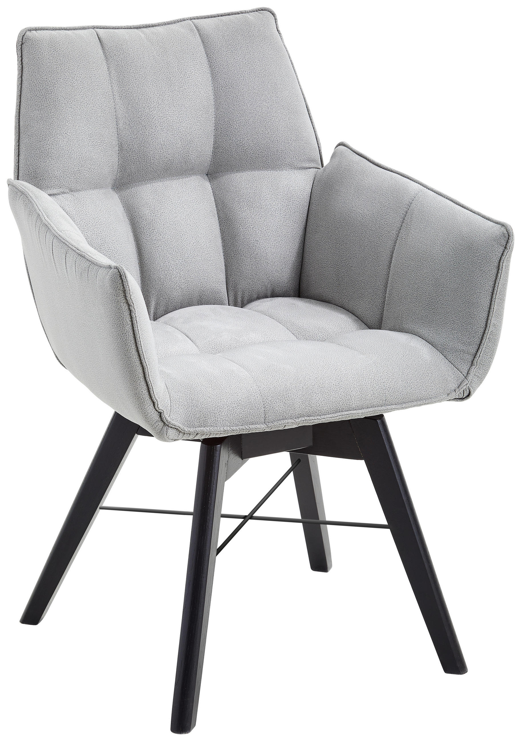 ARMLEHNSTUHL drehbar  in Flachgewebe  - Hellgrau/Schwarz, Design, Holz/Textil (61/87/63cm) - Waldwelt