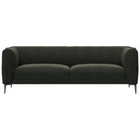 3-SITZER-SOFA Chenille, Webstoff, Flachgewebe Waldgrün  - Waldgrün/Schwarz, Design, Holz/Textil (209/75/91cm) - Livetastic