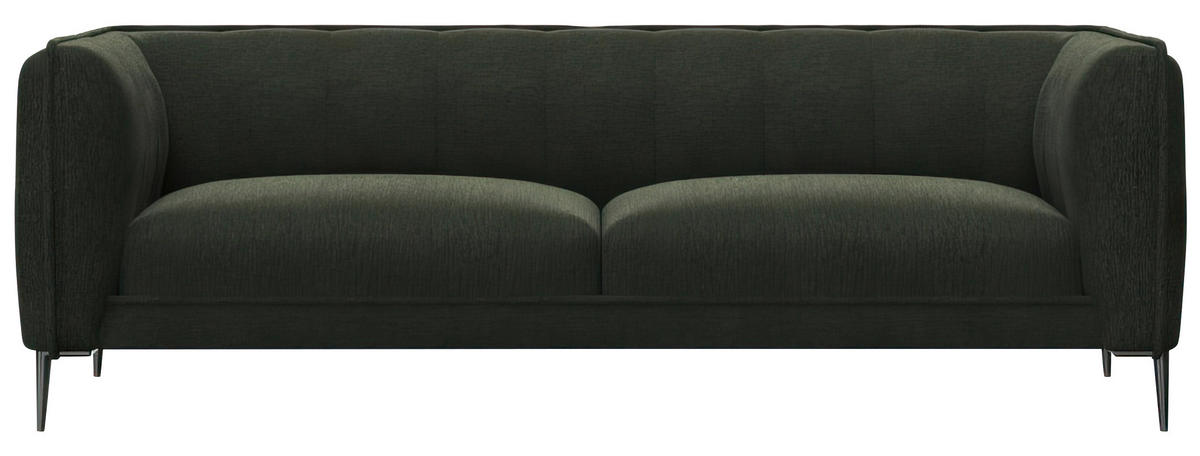 3-SITZER-SOFA Chenille, Webstoff, Flachgewebe Waldgrün  - Waldgrün/Schwarz, Design, Holz/Textil (209/75/91cm) - Livetastic