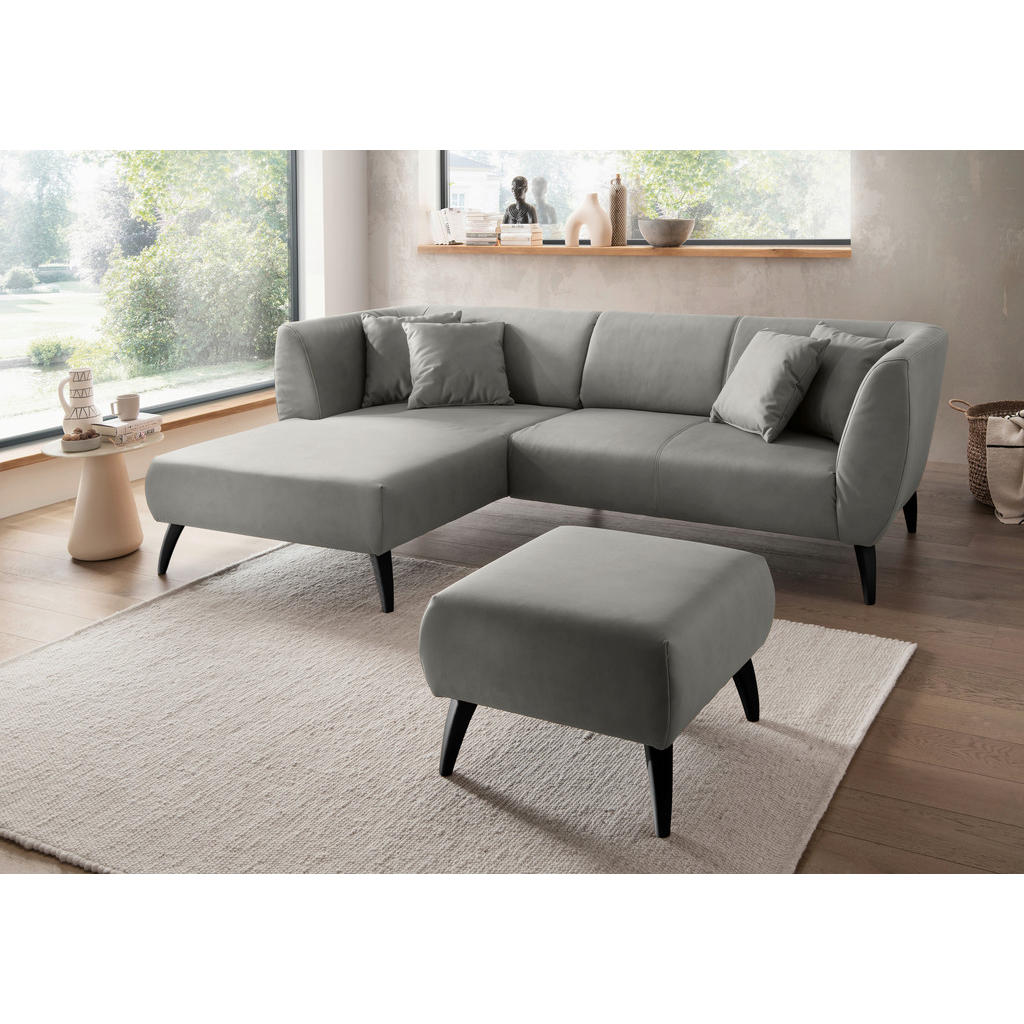 Thumbnail - Livetastic Ecksofa, Grau, Textil, Buche, Uni, 4-Sitzer, Füllung: Schaumstoff, Ottomane links, L-Form, 264x160 cm, Made i...