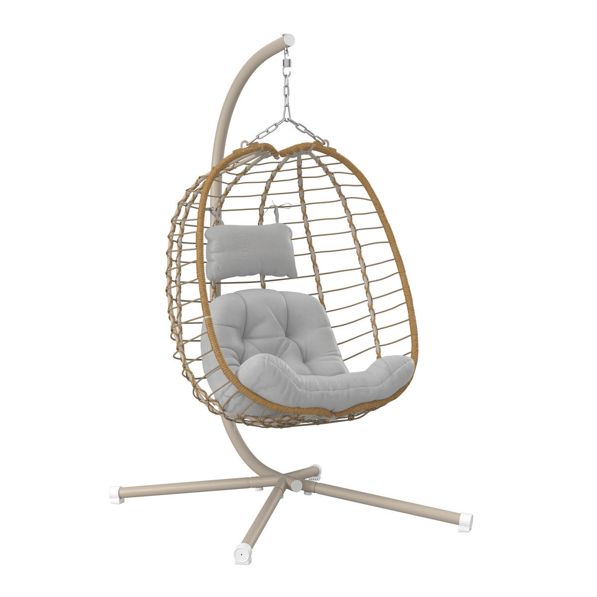 HÄNGESESSEL 100/186/111 cm  - Beige/Hellgrau, MODERN, Kunststoff/Textil (100/186/111cm) - Ambia Garden