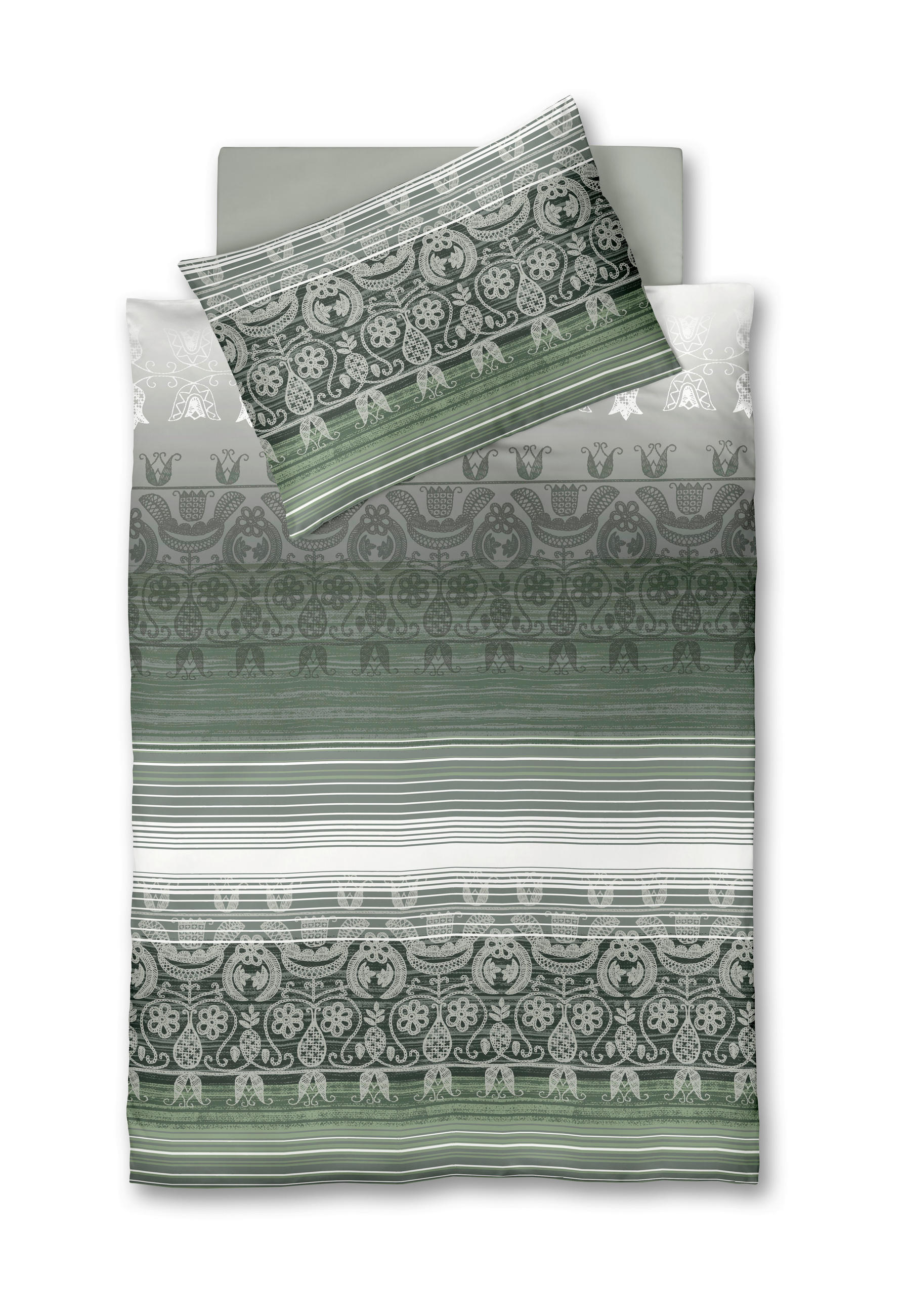 POVLEČENÍ, flanel, bílá, světle šedá, jadeitově zelená, 140/200 cm - bílá/jadeitově zelená, Basics, textil (140/200cm)